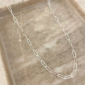 925 Sterling Silver Paperclip Necklace Minimalist Stacking Layer Necklace